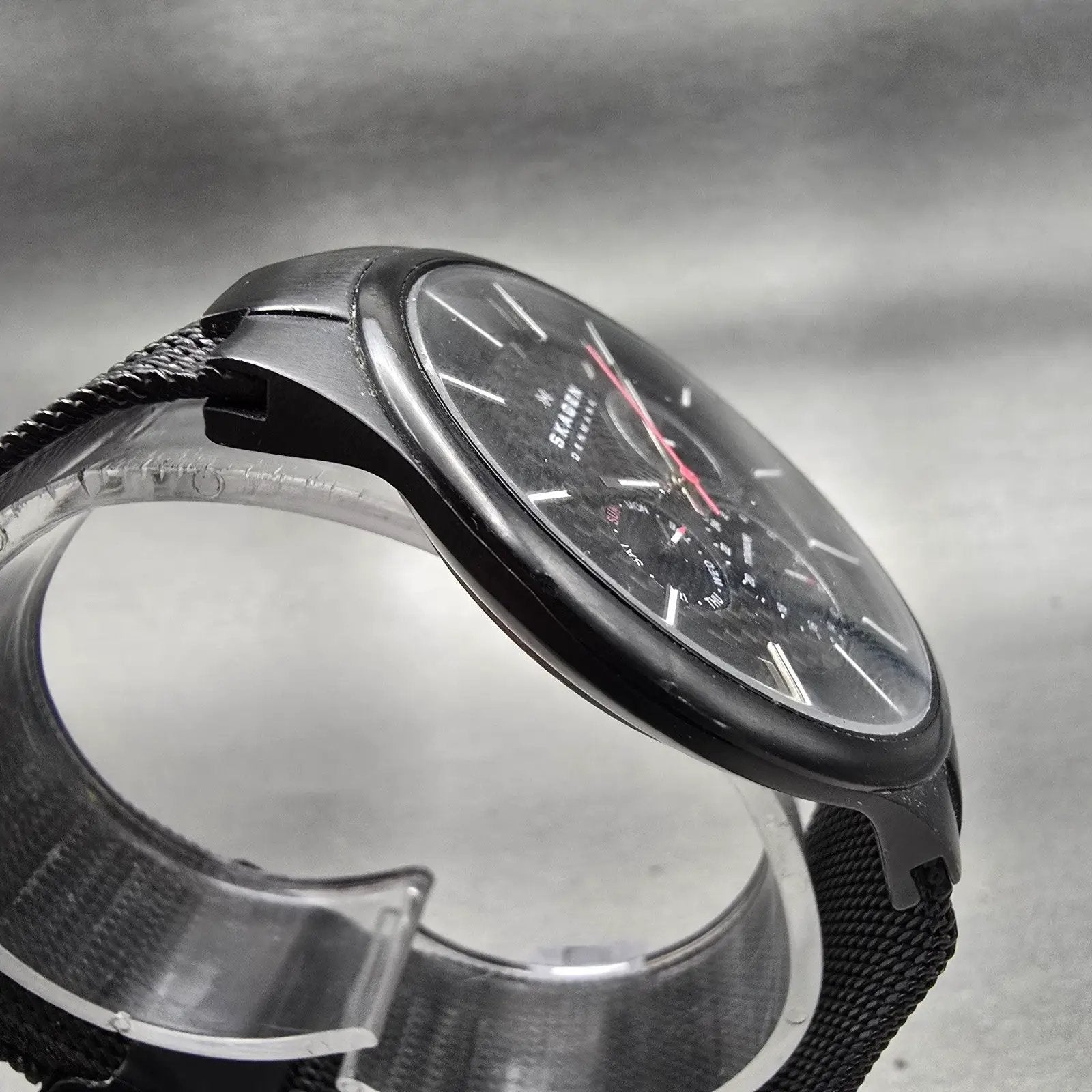 Skagen Titanium Watch Men 40mm Black Dial Black Tone Daydate 809XLTBB New Batt3