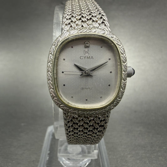 Cyma Watch Women 21mm Silver Dial Silver Tone Rectangle Mesh 706 New Battery0