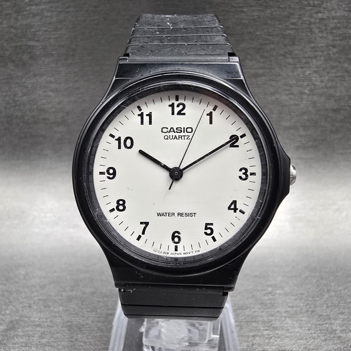 Casio Watch Men 33mm White Dial Black Tone Round MQ-24 New Battery JP0