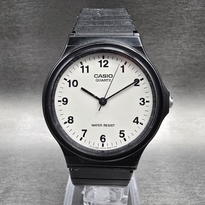 Casio Watch Men 33mm White Dial Black Tone Round MQ-24 New Battery JP0