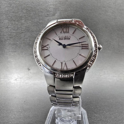 Citizen Eco-Drive Ciena Watch Women 35mm White Dial Steel Diamonds EM0090-57A5