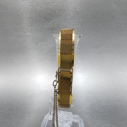Seiko Tank Watch Women 12mm Gold Dial Gold Tone Rectangle 2E205029 New Battery7