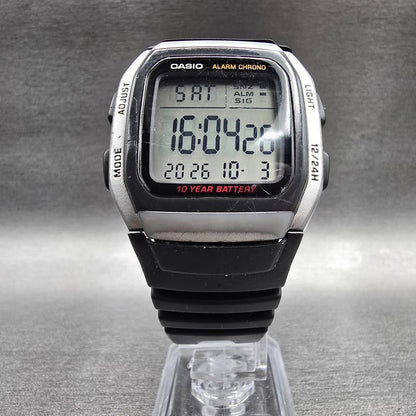 Casio W-96H Digital Watch Men 36mm Black Silver Chrono Alarm New Battery READ!!5