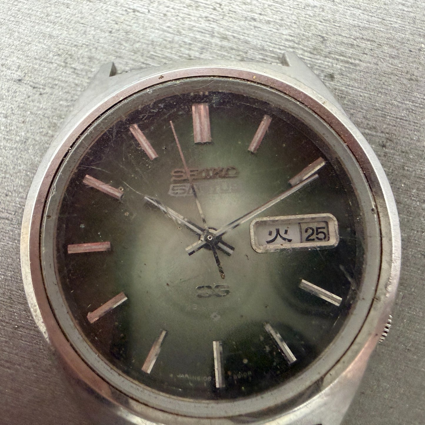 Seiko 5 Actus SS Watch Men 38mm Green Dial Silver Tone Daydate 5126-6010 PARTS2