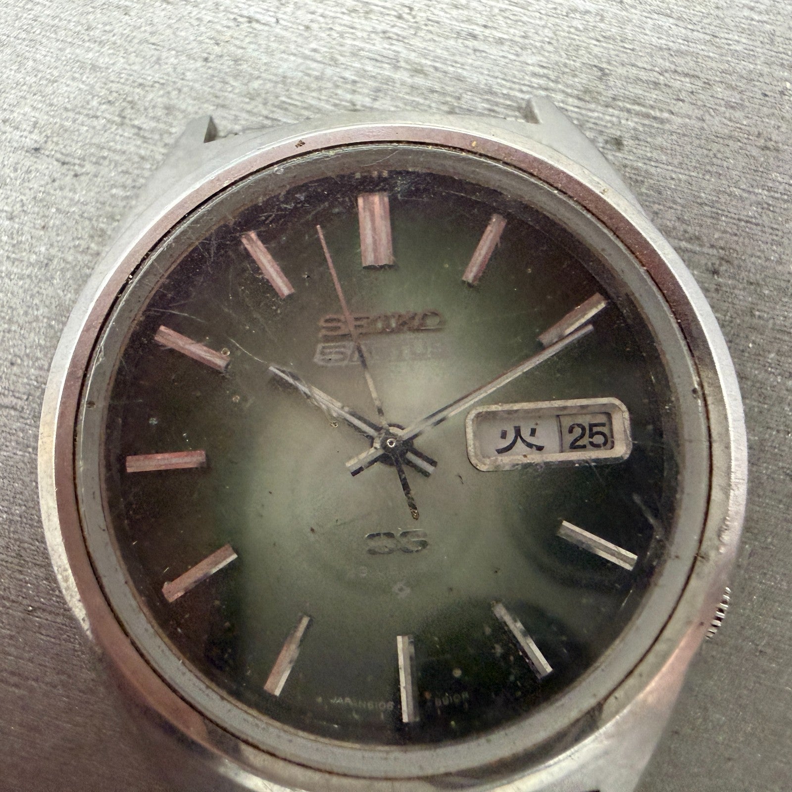 Seiko 5 Actus SS Watch Men 38mm Green Dial Silver Tone Daydate 5126-6010 PARTS2