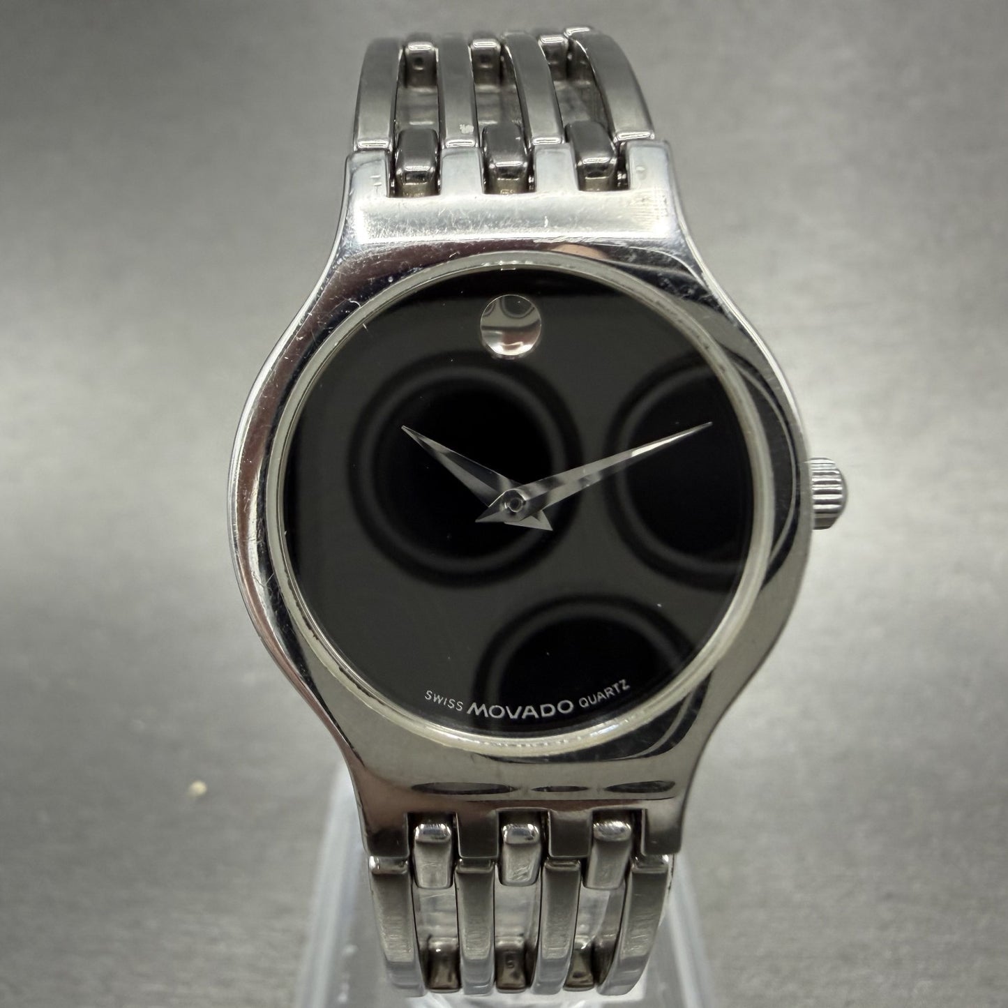 Movado Esperanza Watch Women 23mm Black Dial Silver Tone Round 84-25-811-4 PARTS0