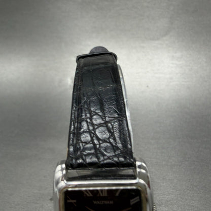 Waltham Maxine Tank Watch Women 24mm Black Dial Silver Tone Manual Wind Runs VTG4