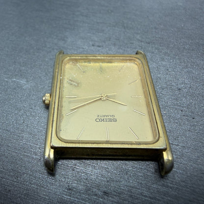 Seiko Tank Watch Men 25mm Champagne Dial Gold Tone Rectangle 9021-5009 PARTS5