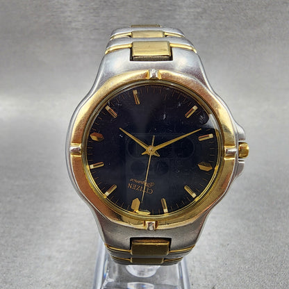Citizen Elegance Watch Men 36mm Blue Dial Two Tone Date Round 1032-S65513 NewBat