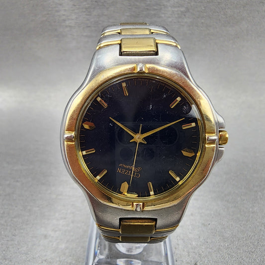 Citizen Elegance Watch Men 36mm Blue Dial Two Tone Date Round 1032-S65513 NewBat