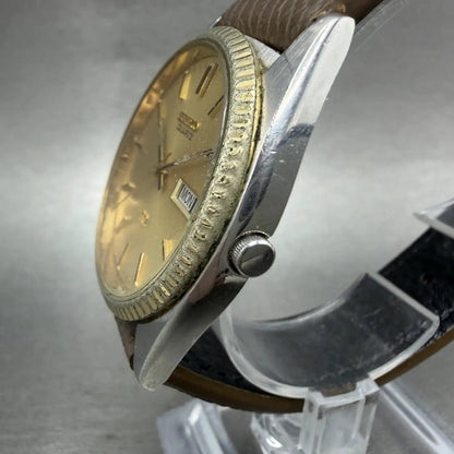 Seiko SQ President Watch Men 36mm Gold Dial Two Tone Daydate Round 5Y238A69 A12