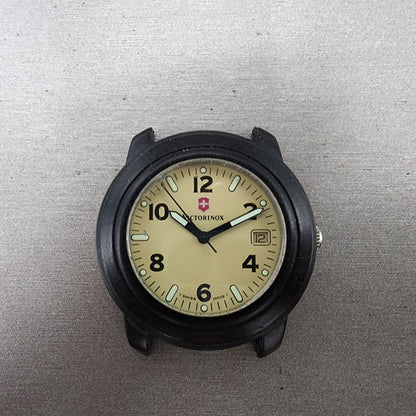 Victorinox Swiss Army Watch Men 40mm Biege Dial Black Tone Date Round New Batt0