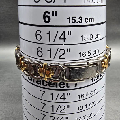 Bulova Watch Women 14mm White Dial Two Tone Rectangle 98T10 New Battery9