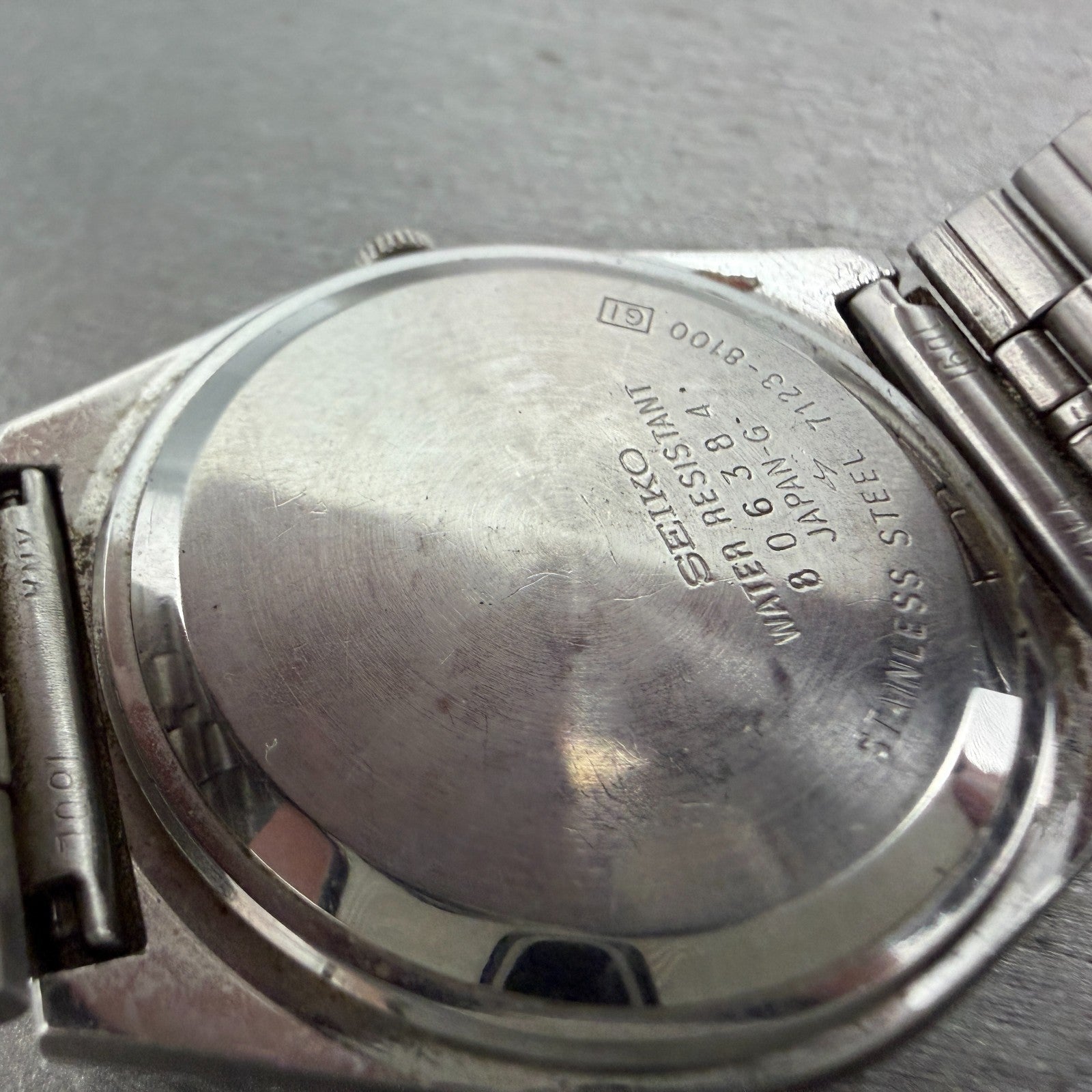 Seiko Type II Watch Men 35mm Silver Dial Silver Tone Daydate 7123-8100 New Batt39