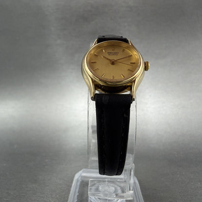 Seiko Watch Women 20mm Gold Dial Gold Tone Round 1N01-0E19 New Battery YFUYFU5