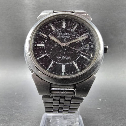 Citizen Eco-Drive Watch Men 36mm Black Dial Steel Date E111-S027161 Runs JDM5