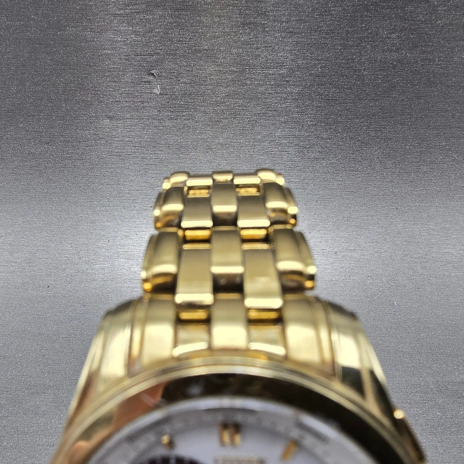 Citizen Eco-Drive Perpetual Calendar Watch Men 39mm White Dial Gold Alarm Runs4