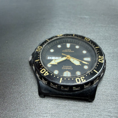 Casio Dive Watch Men 36mm Black Dial Black Tone Daydate Round MRW-81 PARTS5