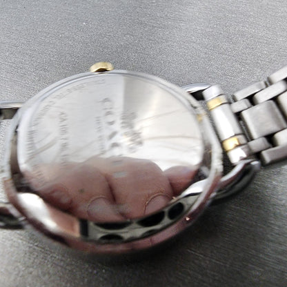 Coach Lex Watch Women 32mm White Dial Two Tone Round W6050 New Battery