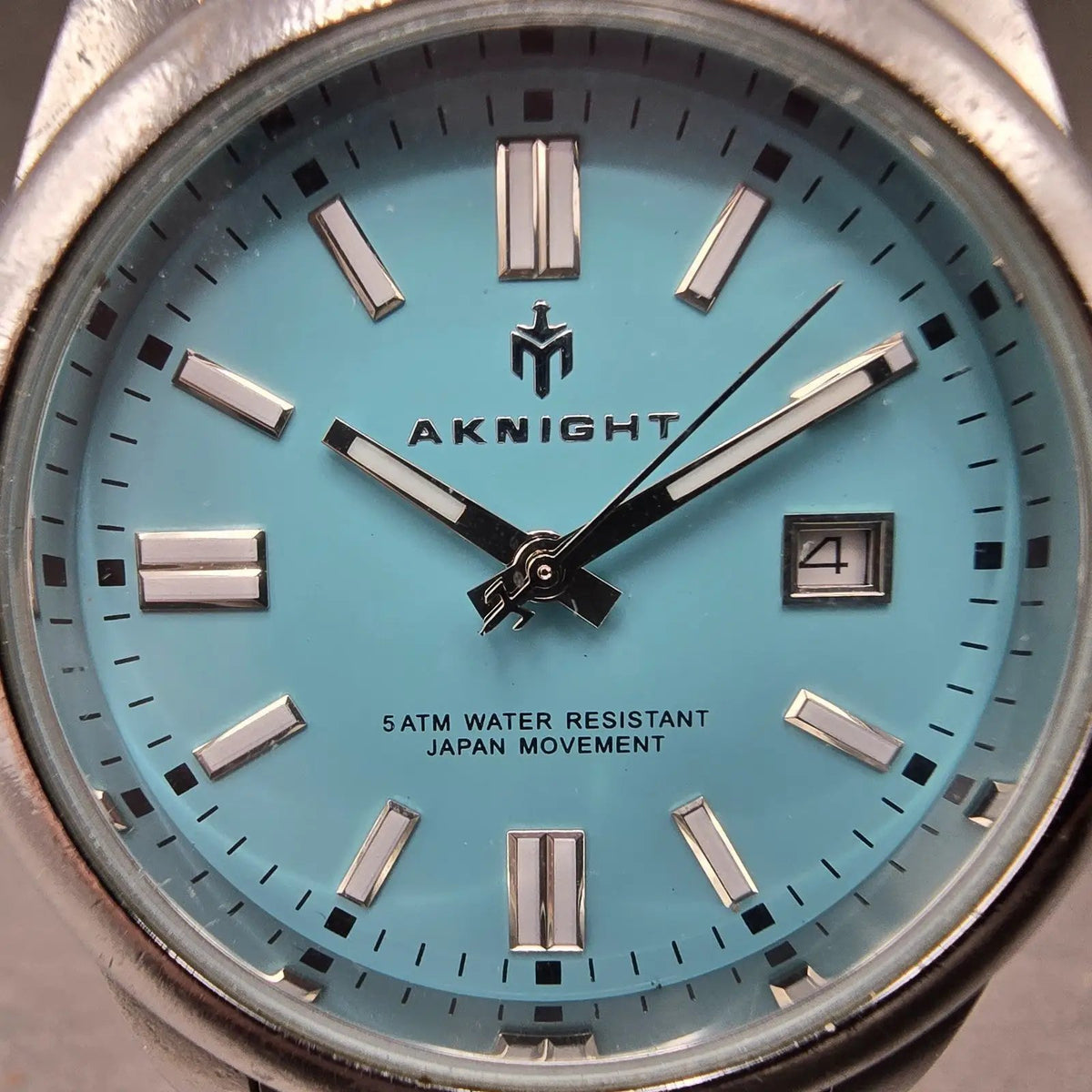 Aknight Watch Men 39mm Blue Dial Silver Tone Date Round AK-2113G New Battery1