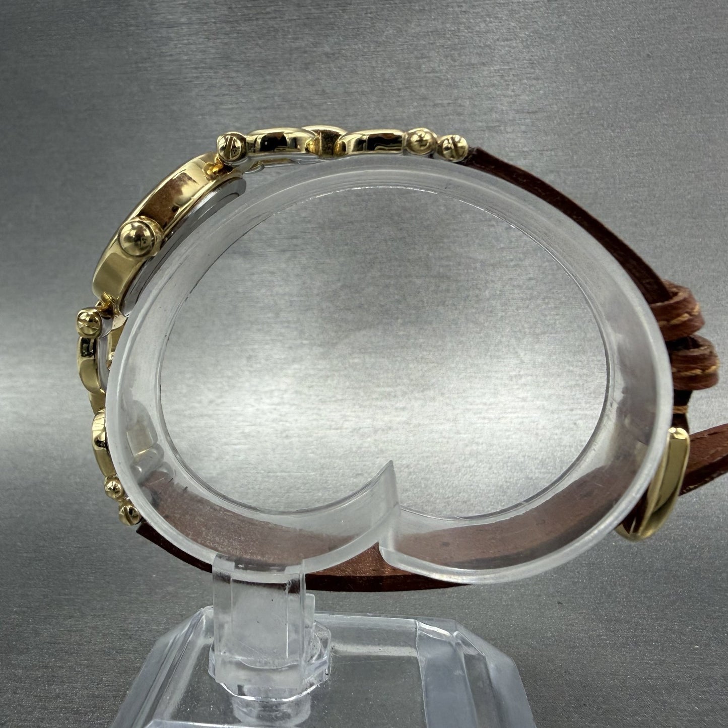 Coach Watch Women 22mm White Dial Gold Tone Round Leather W006 New Battery6