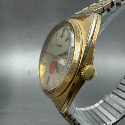 Bulova Automatic Watch Men 36mm Champagne Dial Gold Tone Daydate 57036 PARTS VTG7