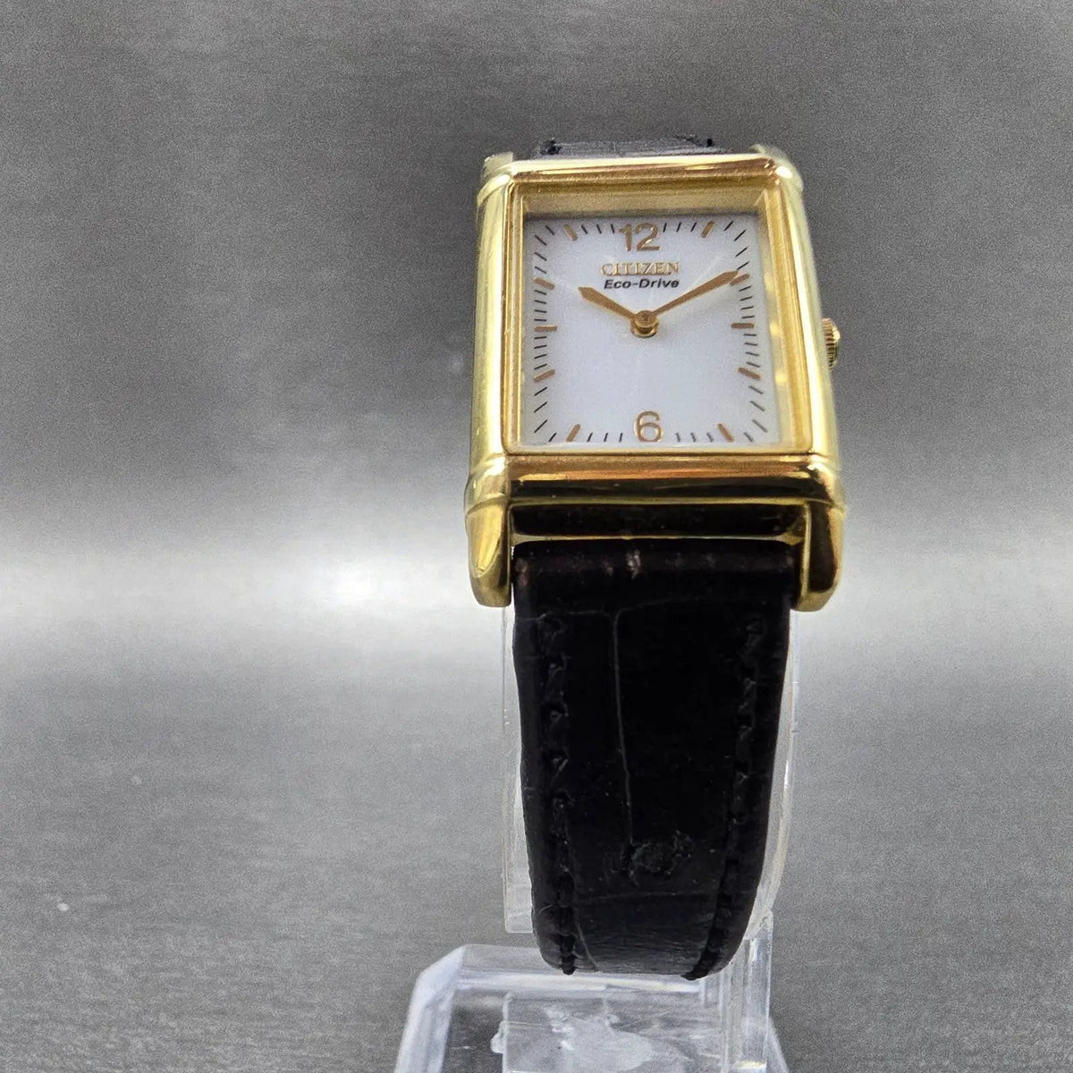 Citizen Eco-Drive Tank Watch Women 18mm White Dial Gold B023-S001561 Works JP5