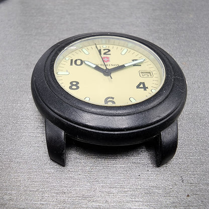 Victorinox Swiss Army Watch Men 40mm Biege Dial Black Tone Date Round New Batt2