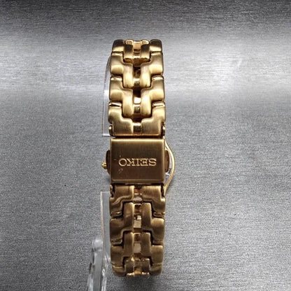 Seiko Watch Women 25mm Champagne Dial Gold Tone Date Round 7N82-0599 New Batt JP7