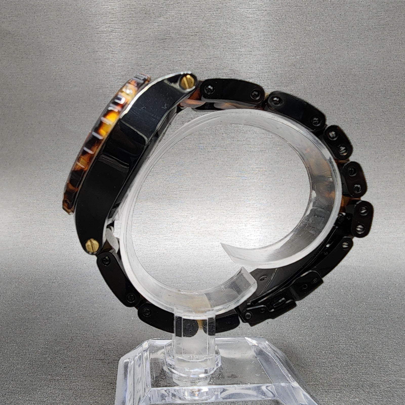 Nixon 4220 Chrono Watch Women 42mm Black Dial Black Tortoise Date New Battery8