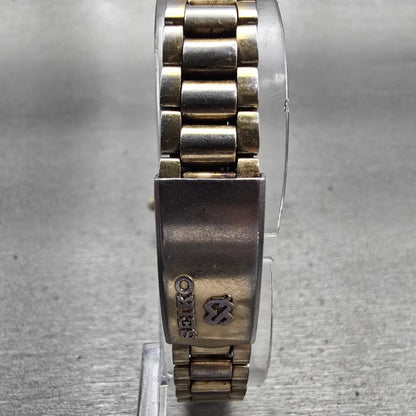 Seiko SQ Watch Women 24mm Gold Dial Gold Tone Daydate Round 2626-0150 New Batt7
