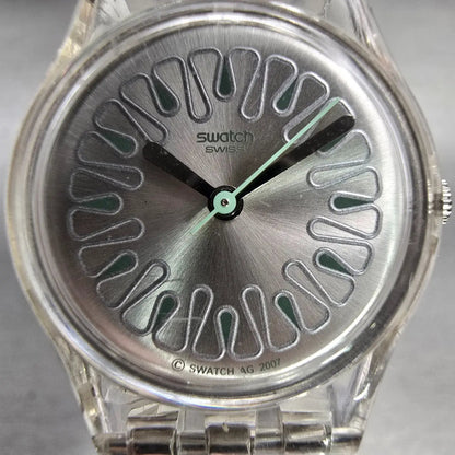 Swatch Urban Fashion Watch Women 25mm Silver Dial Clear Case LK290G New Battery1