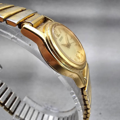 Seiko Watch Women 19mm Gold Dial Gold Tone Round 1N01-0GD0 New Battery Vintage3