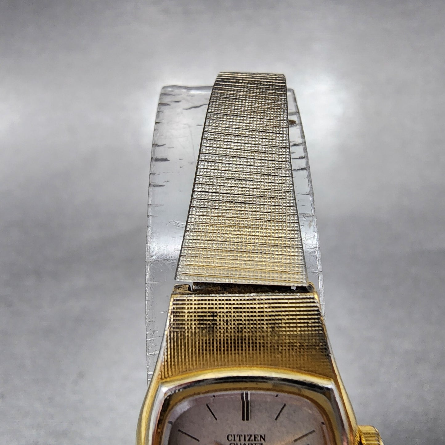 Citizen CQ Watch Women 17mm Silver Dial Gold Tone Rectangle 3220-322622 New Batt