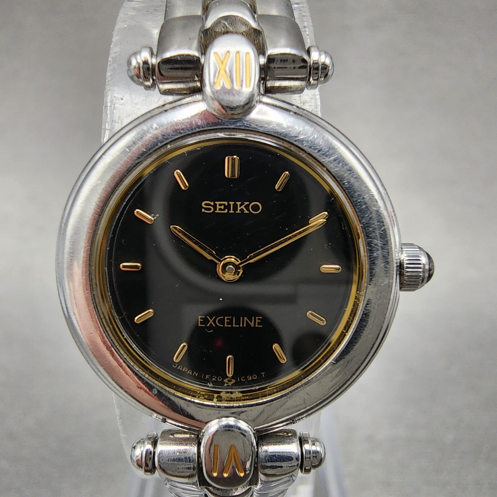 Seiko Exceline  Watch Women 20mm Black Dial Two Tone Round 1f200d0a New Batt1