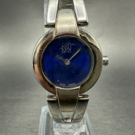ESQ Tank Watch Women 23mm Blue Dial Silver Tone Bangle E5223 New Battery0