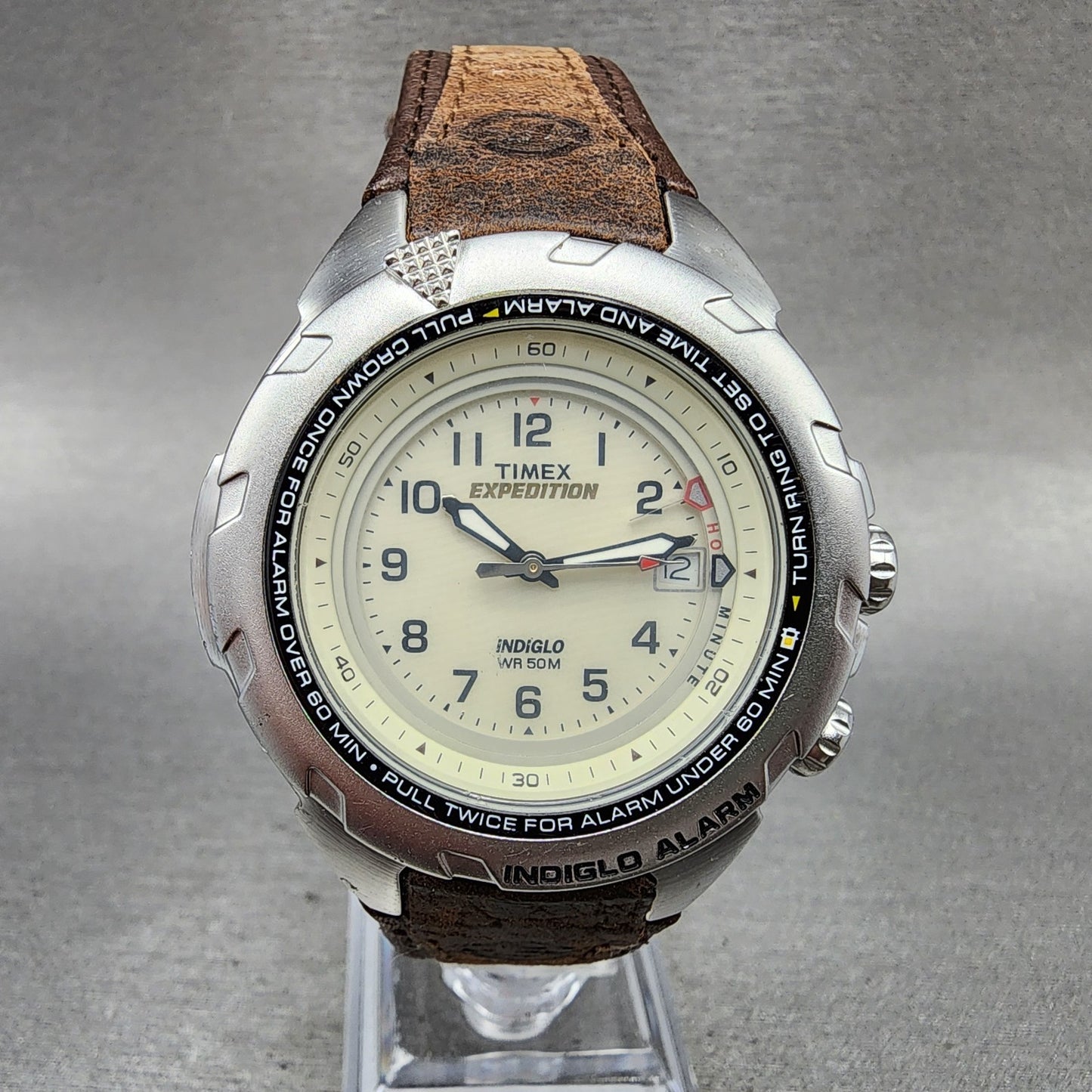 Timex Expedition Shenmue Watch Men 40mm White Dial Silver Tone Alarm New Battery0
