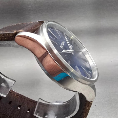 Nixon The Sentry Watch Men 42mm Blue Dial Silver Tone Daydate Round New Battery3