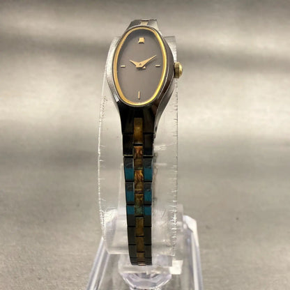 Seiko Watch Women 12mm Gray Dial Two Tone Oval 1E20-5719 Vintage New Battery5
