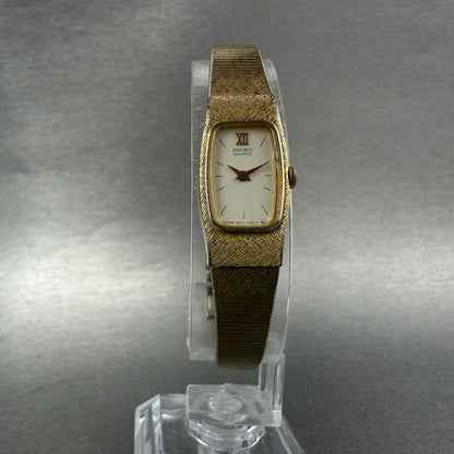 Seiko watch Women 13mm White Dial Gold Tone Rectangle 2e20-6139 New Battery4