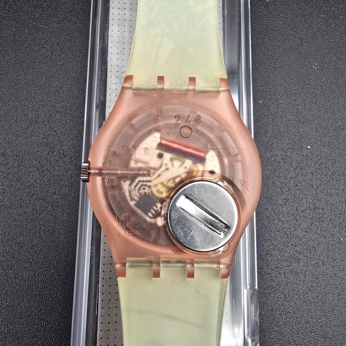 Swatch Masquerade Watch Men 34mm White Dial Pink Case GP105 New Battery NOS 3238