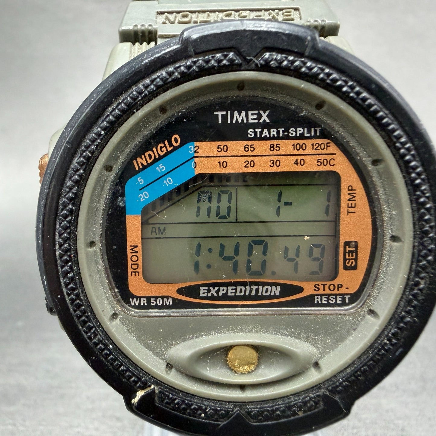 Timex Expedition Watch Men 44mm Digital Green Tone Alarm Chrono New Battery VTG1