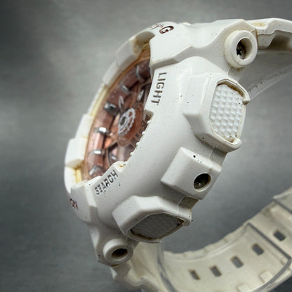 Casio Baby-G Watch Women 43mm White Rose BA-110 Alarm Chrono New Battery2