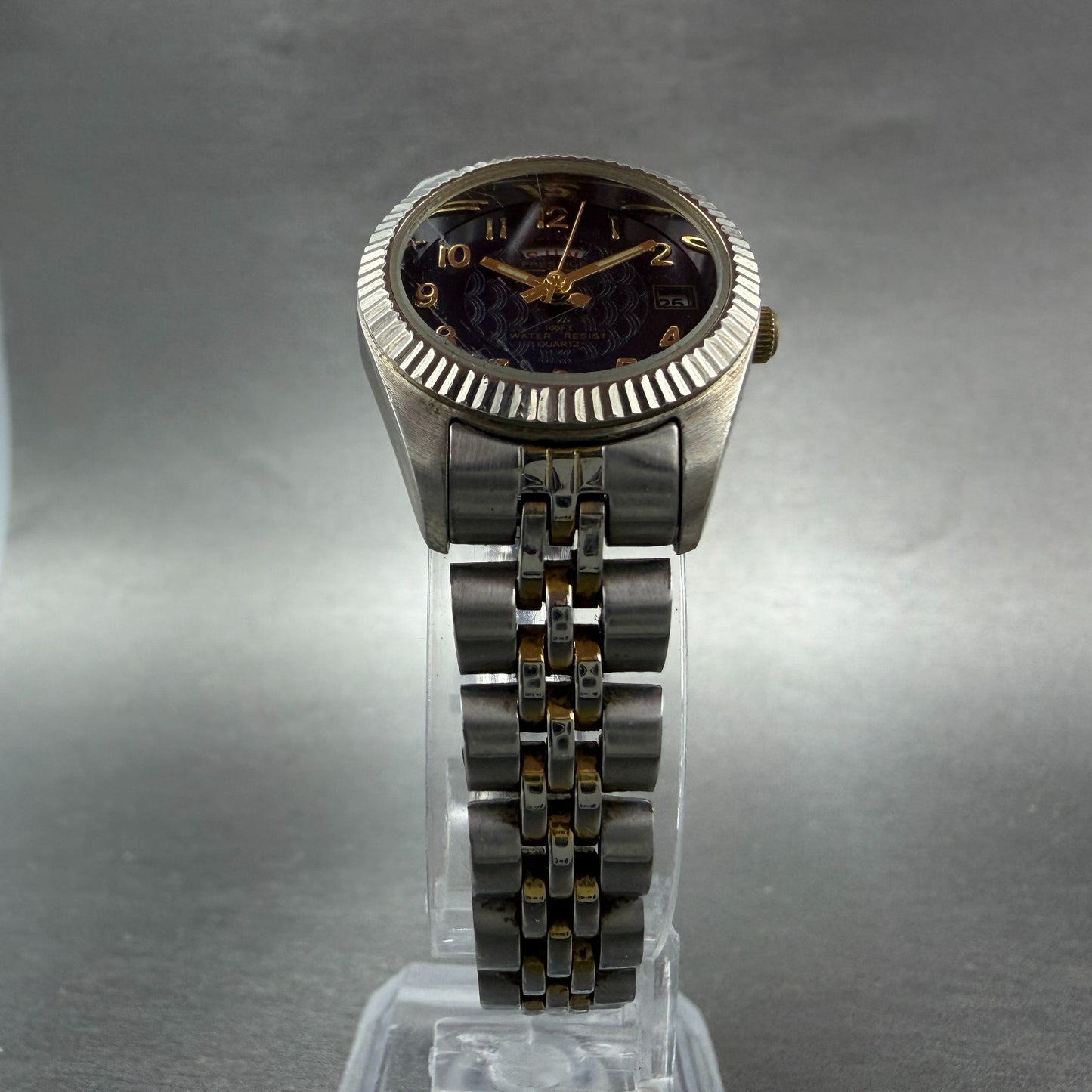 Waltham Prestige Watch Women 24mm Blue Dial Two Tone Daydate PC23 New Battery5