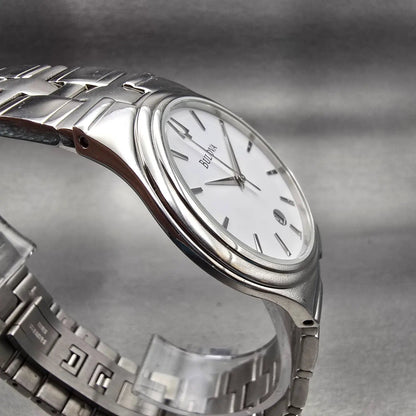 Bulova Watch Men 38mm White Dial Silver Tone Date Round 96B106 New Battery3