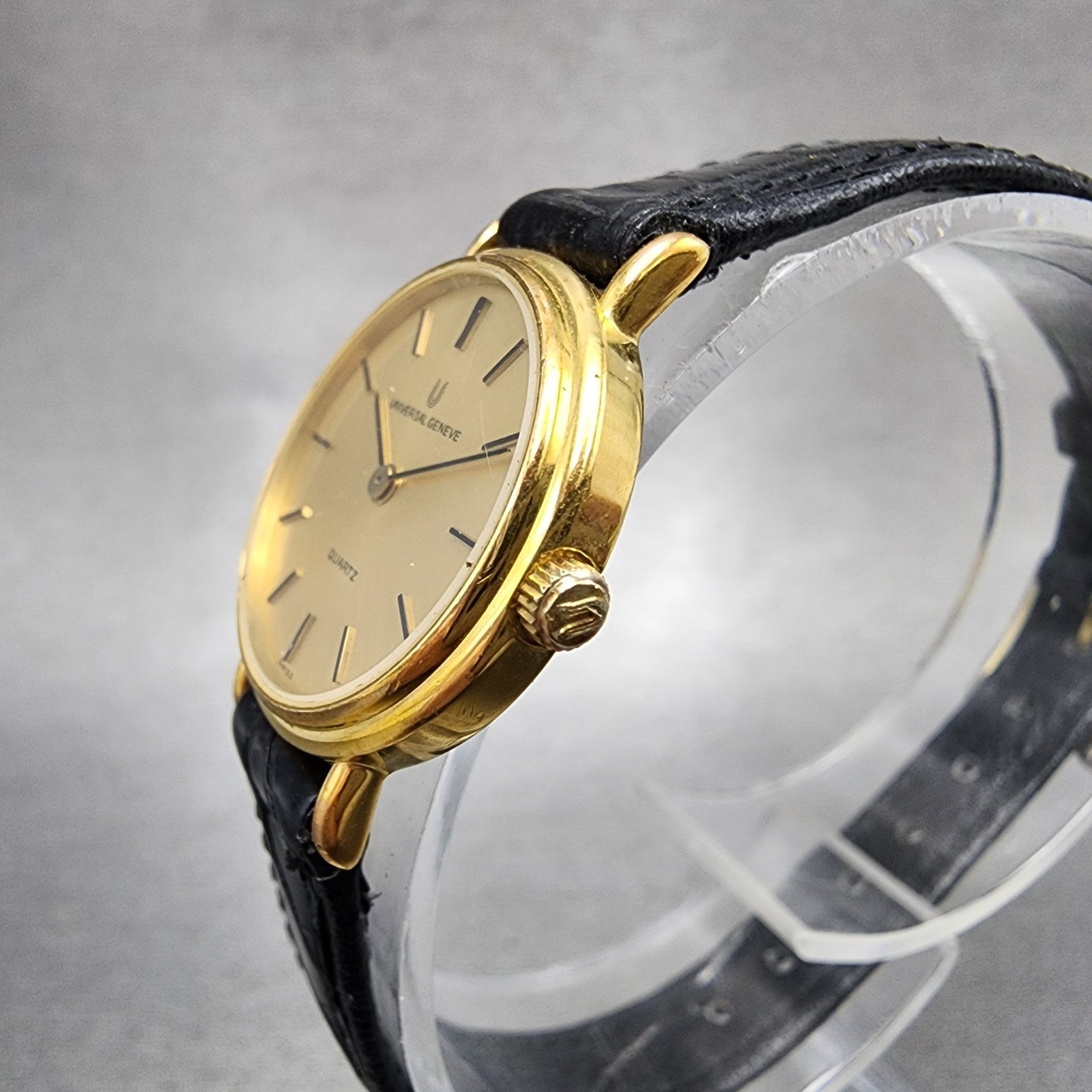 Universal Geneve Watch Women 22mm Gold Dial Gold Tone Round 517.663 New Battery2