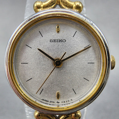 Seiko Watch Women 20mm Silver Dial Two Tone Round 2p210190 New Battery1