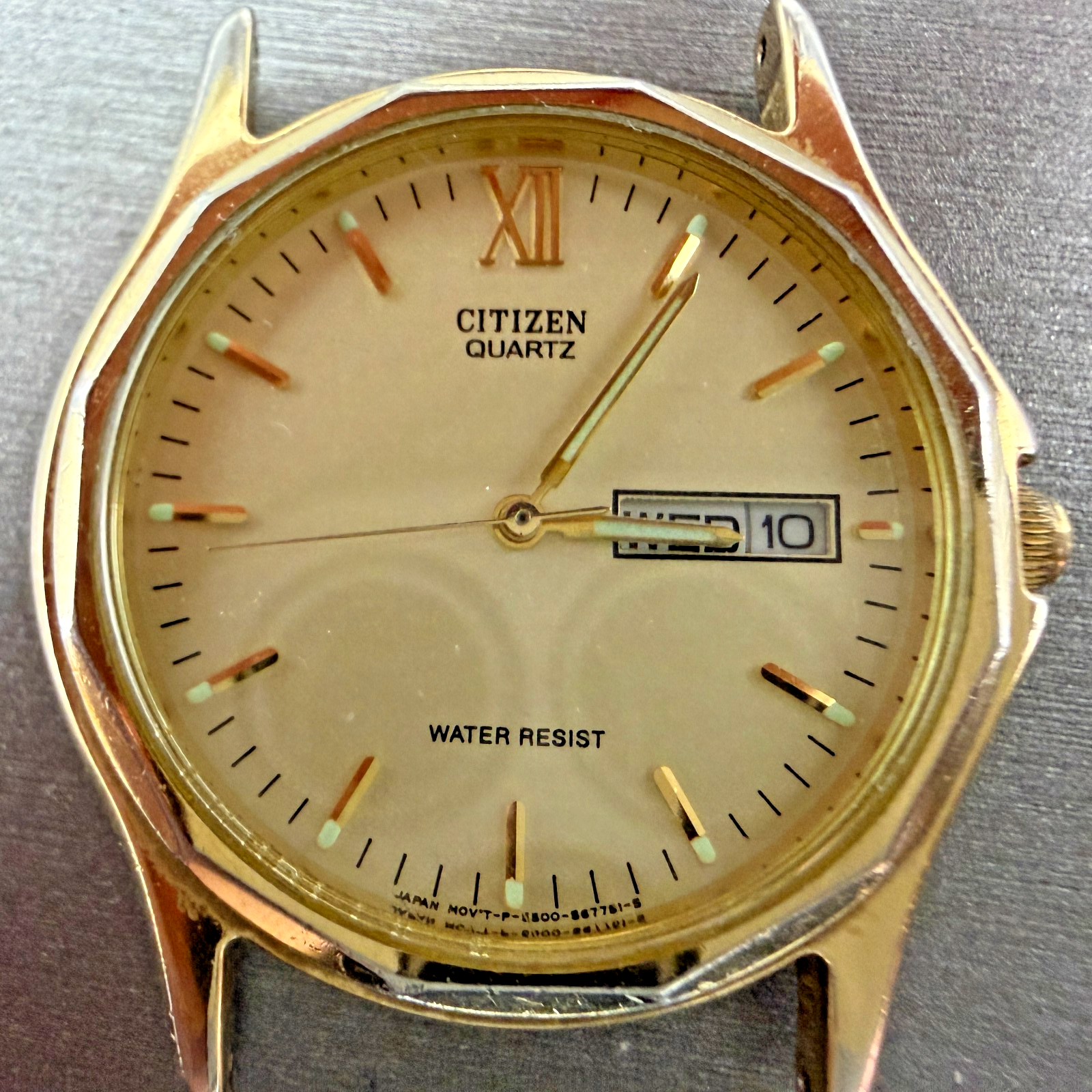 Citizen Watch Men 34mm Champagne Dial Gold Tone Daydate 5500-S24485 PARTS2