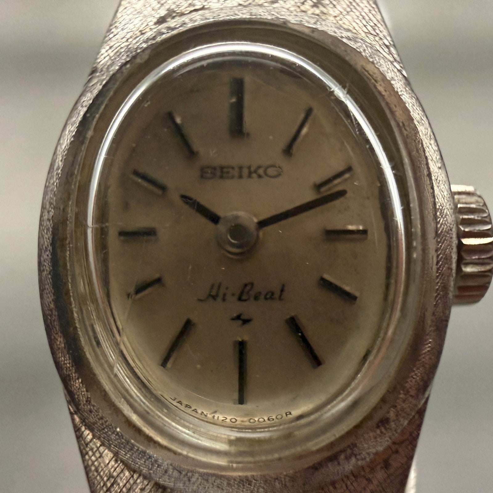 Seiko Hi-Beat Watch Women 15mm Silver Dial Silver Tone Oval 1120-7000 Manual1