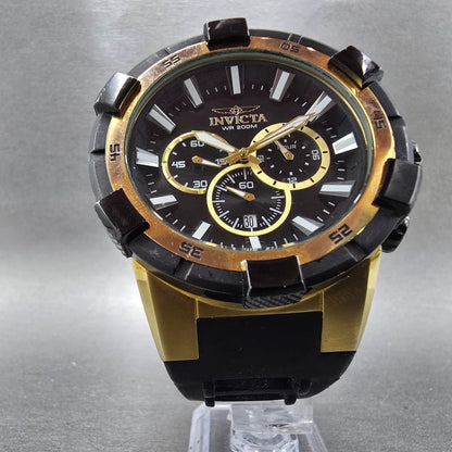 Invicta Aviator Chronograph Watch Men 50mm Black Dial Gold Tone Date New Battery5